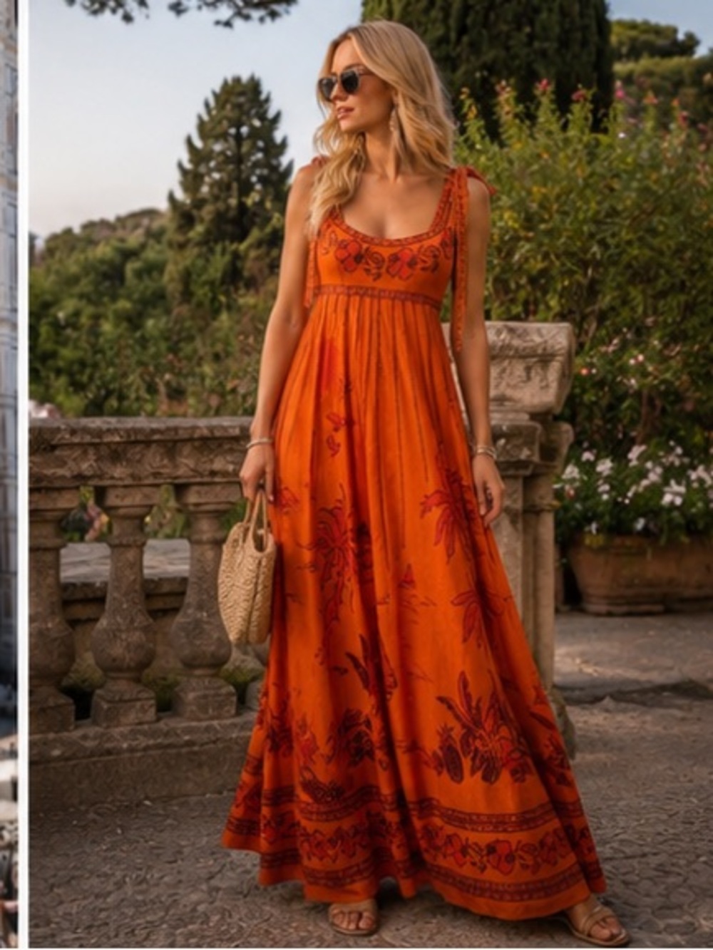 Alemais Orange Floral Tie-Strap Maxi Dress - Picture 11 of 15